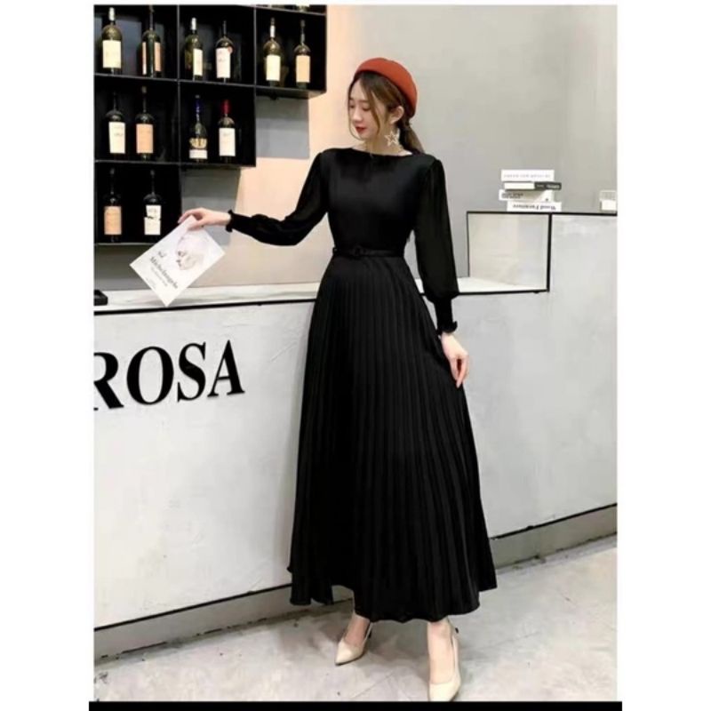 MDLV ~ 9094 RALINE PLEATED MAXI / LONG DRESS / GAMIS IMPORT / FASHION MUSLIM / FASHION IMPORT