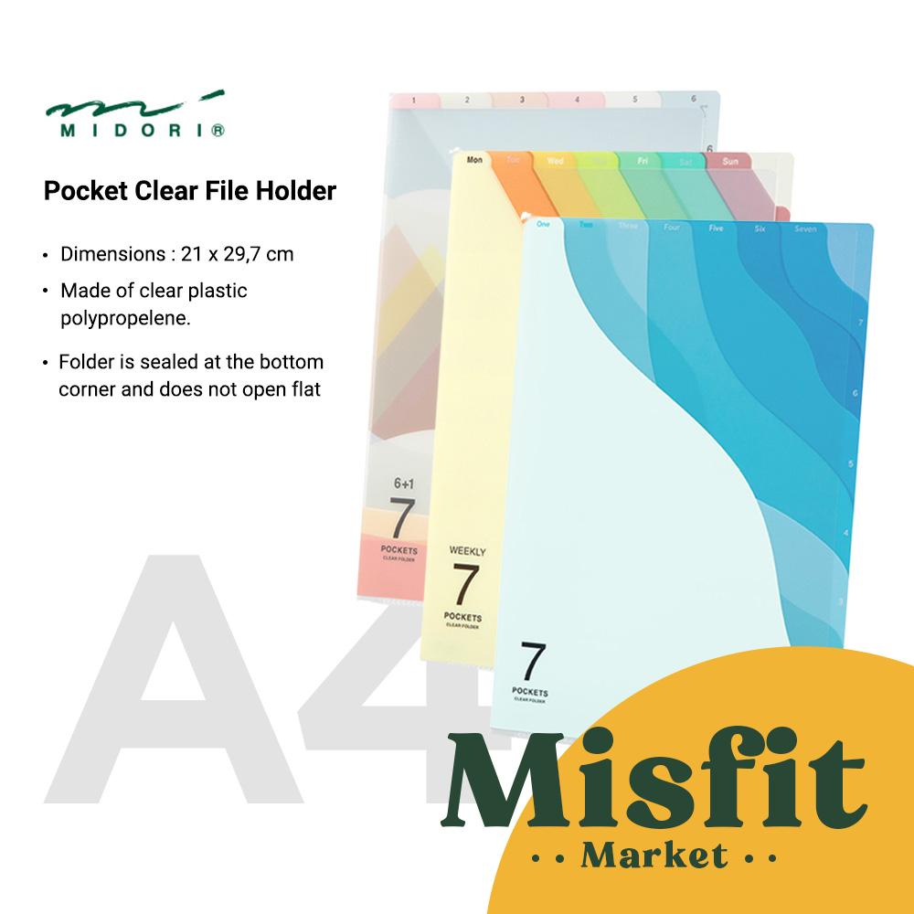 

MIDORI 7 Pocket Clear File Holder A4 Document Keeper Folder L Map Bening