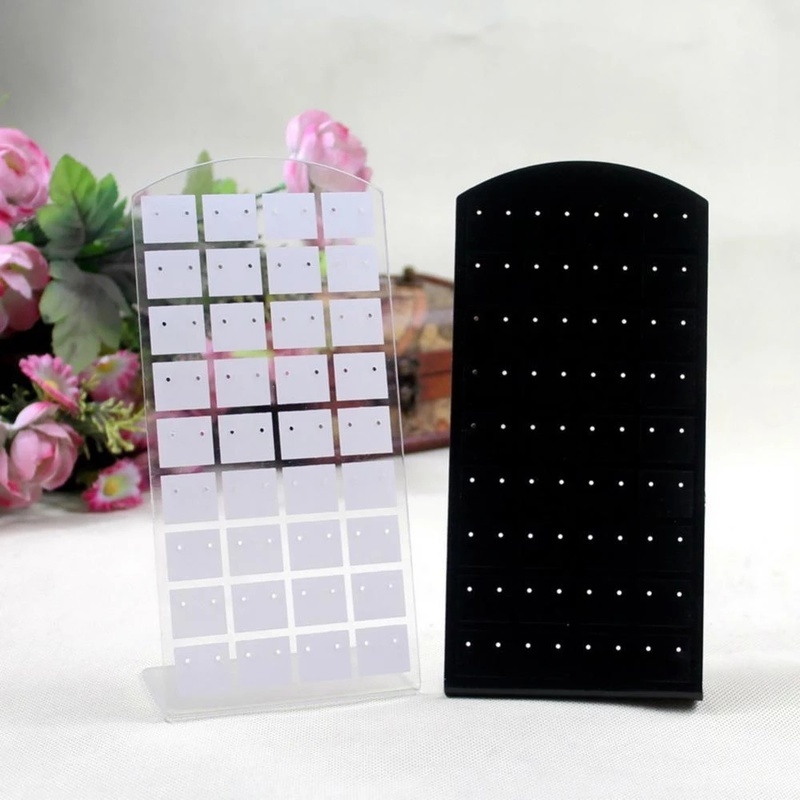 Rak Stand Holder Display Perhiasan Anting Stud Bahan Plastik Warna Hitam / Putih