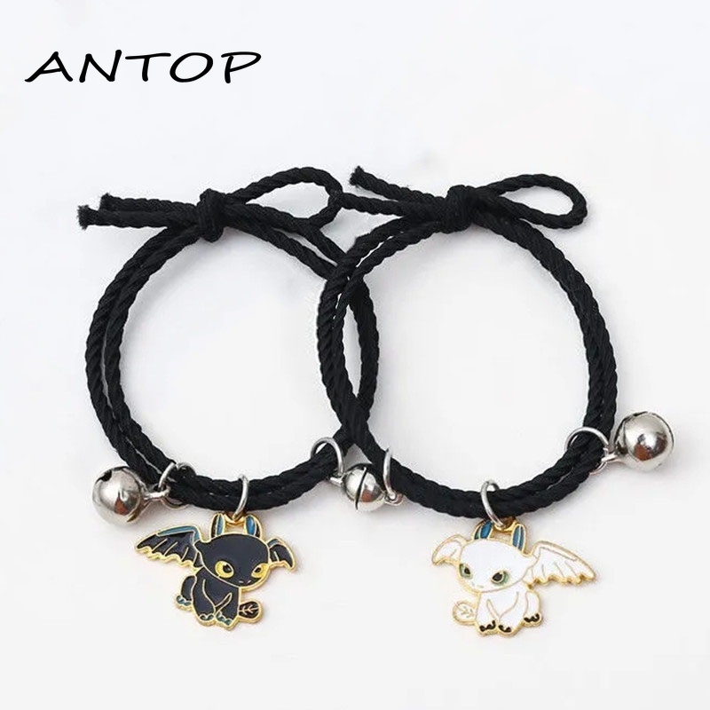 2Pcs Gelang Couple Magnet Gelang Kapel Elastis Pasangan Pria Dan Wanita Kartun Dikepang Tali Tangan Rambut ANTOP