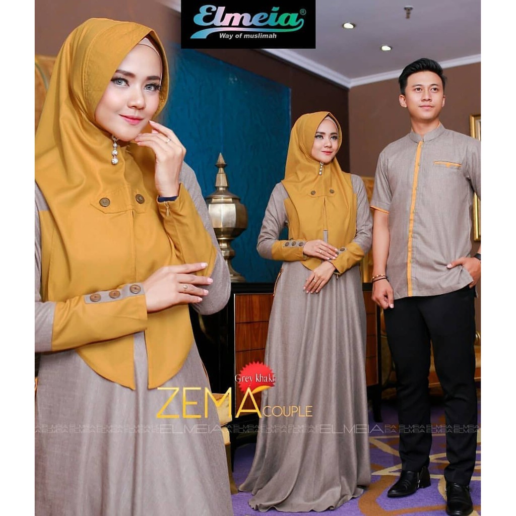 Gamis Couple Murah - Gamis Couple Mewah Tapi Kalem - Kirana Finda Couple Ori Najwa Warna Navy Series