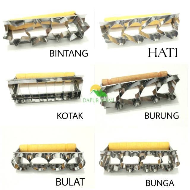 DAPURMAMI Cookies Cutter ( Keringan Kayu ) Cetakan Kue Kering Kastengel Aneka Bentuk Gagang