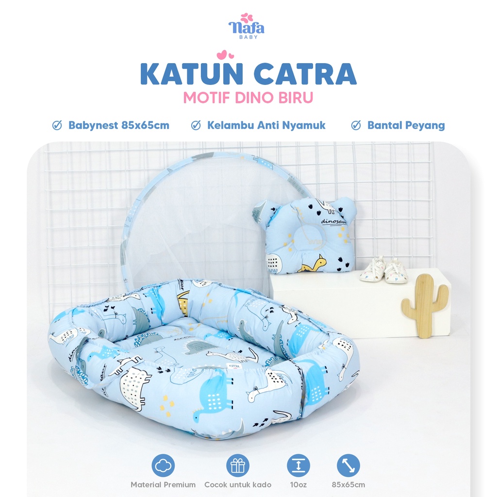 NAFA BABY - Kasur Bayi Kelambu Anti Nyamuk Motif Dino Biru