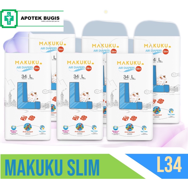 Popok Makuku Air Diapers Slim Tape S38 M32 L34 XL32 XXL28 Diapers AIR Pants