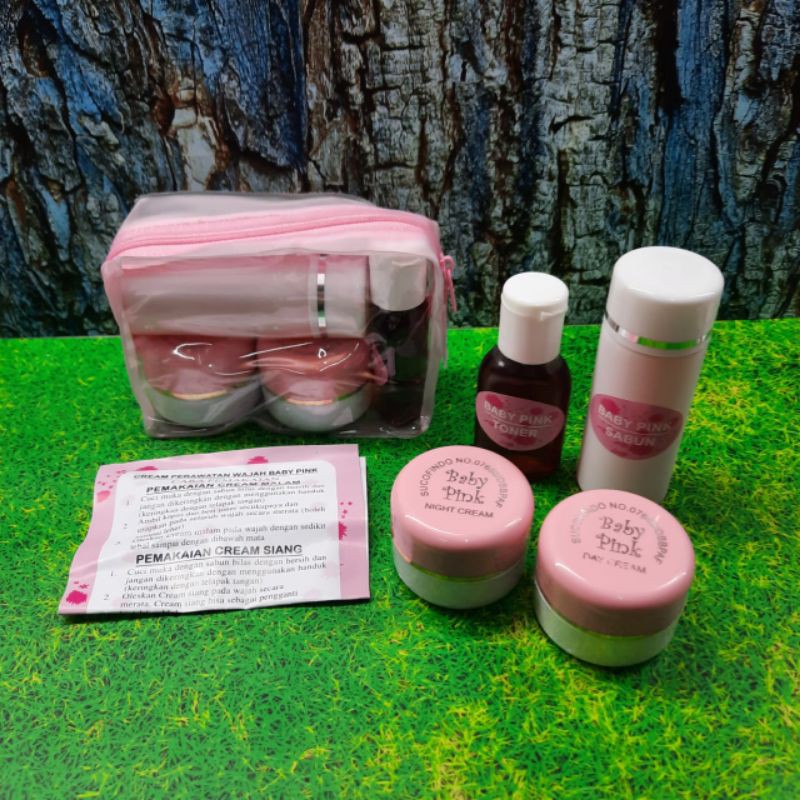 PAKET CREAM BABY PINK KECIL 4IN1 TAS PINK ORI