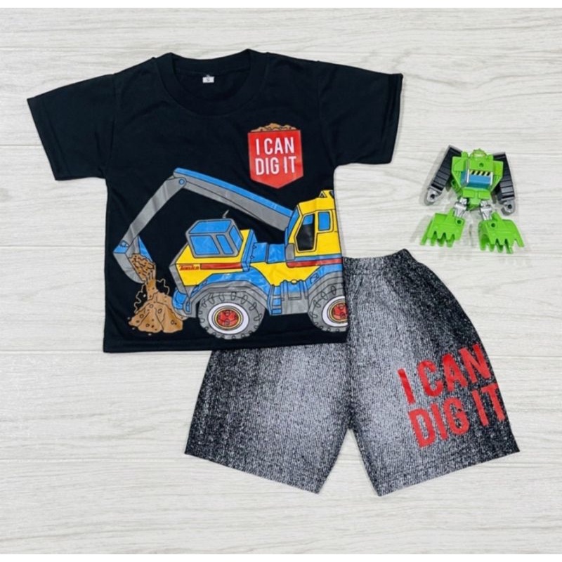 Setelan Anak Umur 1 2 3 Tahun Kaos Pendek Celana Baby Semi JeansBaju Anak Cowok Bagus