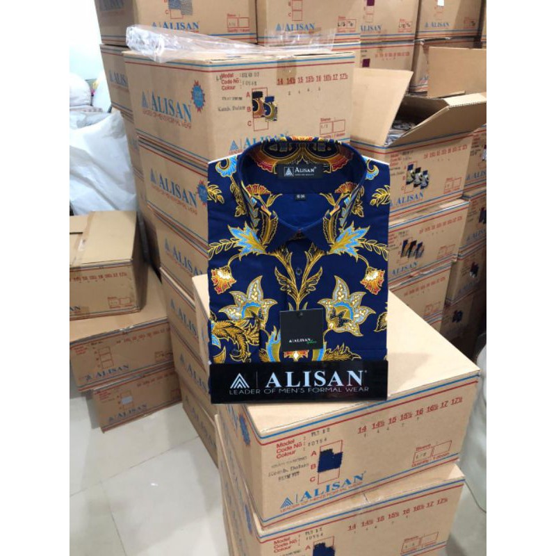 Batik Lengan Panjang Alisan Biru Hitam