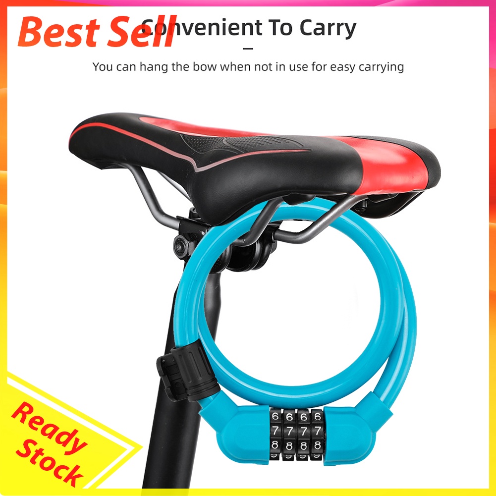 4-Digit Password Anti-Theft MTB Bike Steel Cable Locks with Lock Bracket