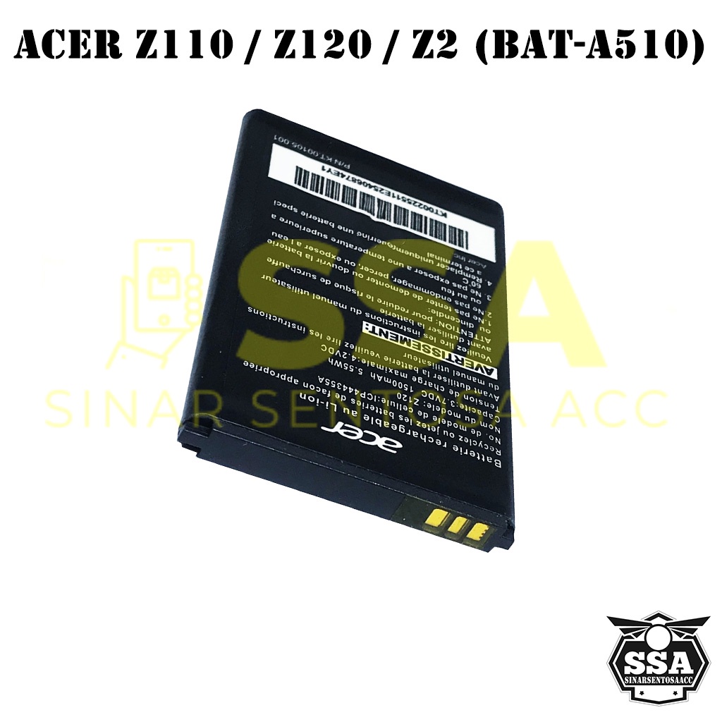 Baterai Original OEM Acer Z110 Z120 Z2 BAT-A510 BATA510 BAT A510 Z1 HP Ori Battery Batrai Batre Batu Batere GARANSI AWET MURAH