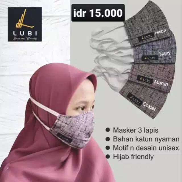 Masker LUBI Dewasa FULL KARET WRN GELAP