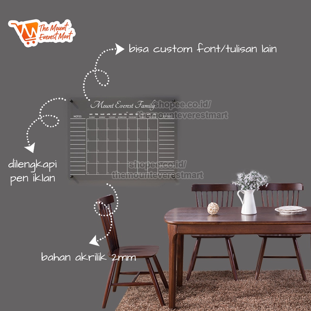 

Kalender Dinding Grafir Akrilik dengan Sisi untuk Catatan dengan Pen Iklan | Personalized Acrylic Calendar with Side Notes - KA0003
