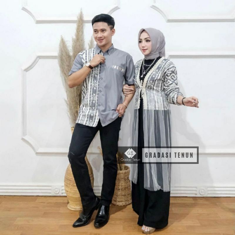 Baju Set Couple Tenun Pria Wanita Etnik Troso Jepara - Baju Couple Prewedding - Baju Couple Tenun