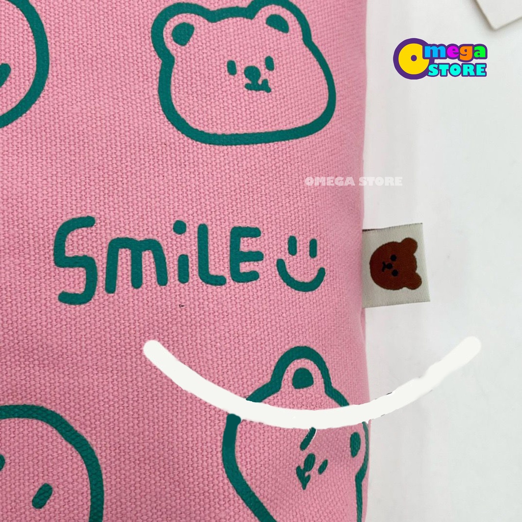 ToteBag Wanita Motif Smile Tas Selempang Sekolah Anak Perempuan Tas JinJing Bahan Kanvas Premium  -  252