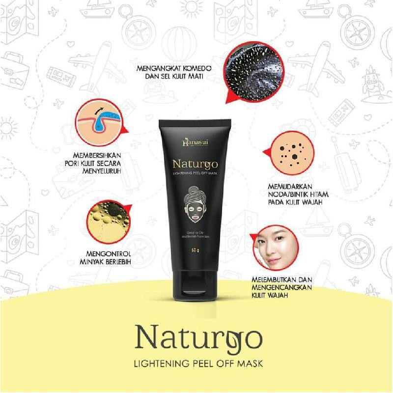 HANASUI NATURGO LIGHTENING PEEL OFF MASK KEMASAN TUBE 60GR/N005903