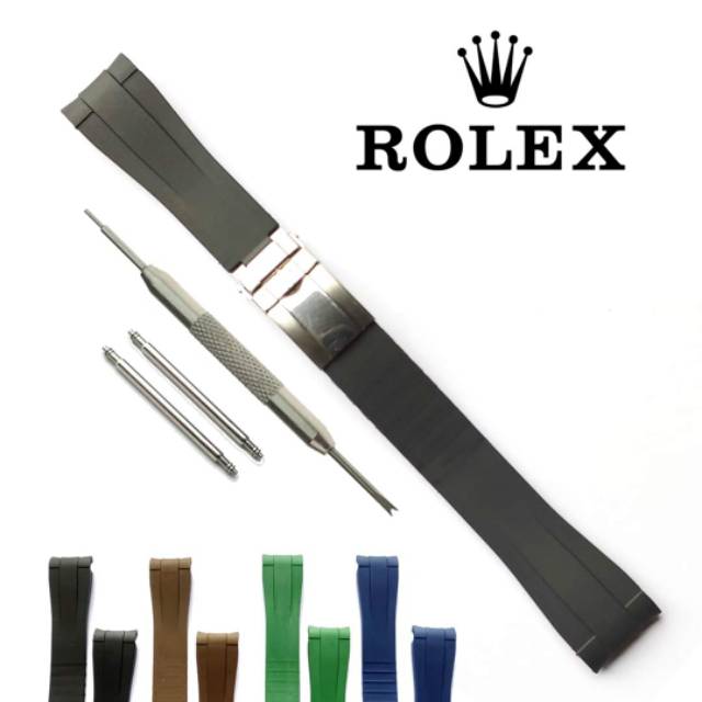 STRAP ROLEX TALI JAM ROLEX RUBBER FULL SET 20MM BLACK