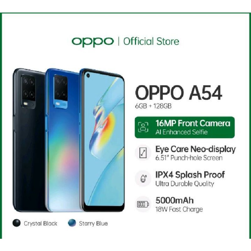 [Alx] HP oppo A54 6/128 GB 16 MP water resistan 5000AH