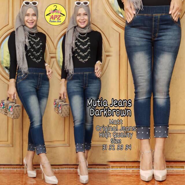 SIZE 27-38 MUTIA JEGGING JEANS VARIASI MUTIARA LIPAT WARNA GRADASI