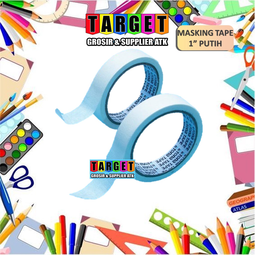 

LAKBAN KERTAS 1 INCH 24mm / MASKING TAPE PUTIH 1" / SOLASI ISOLASI SOLATIP PAPER