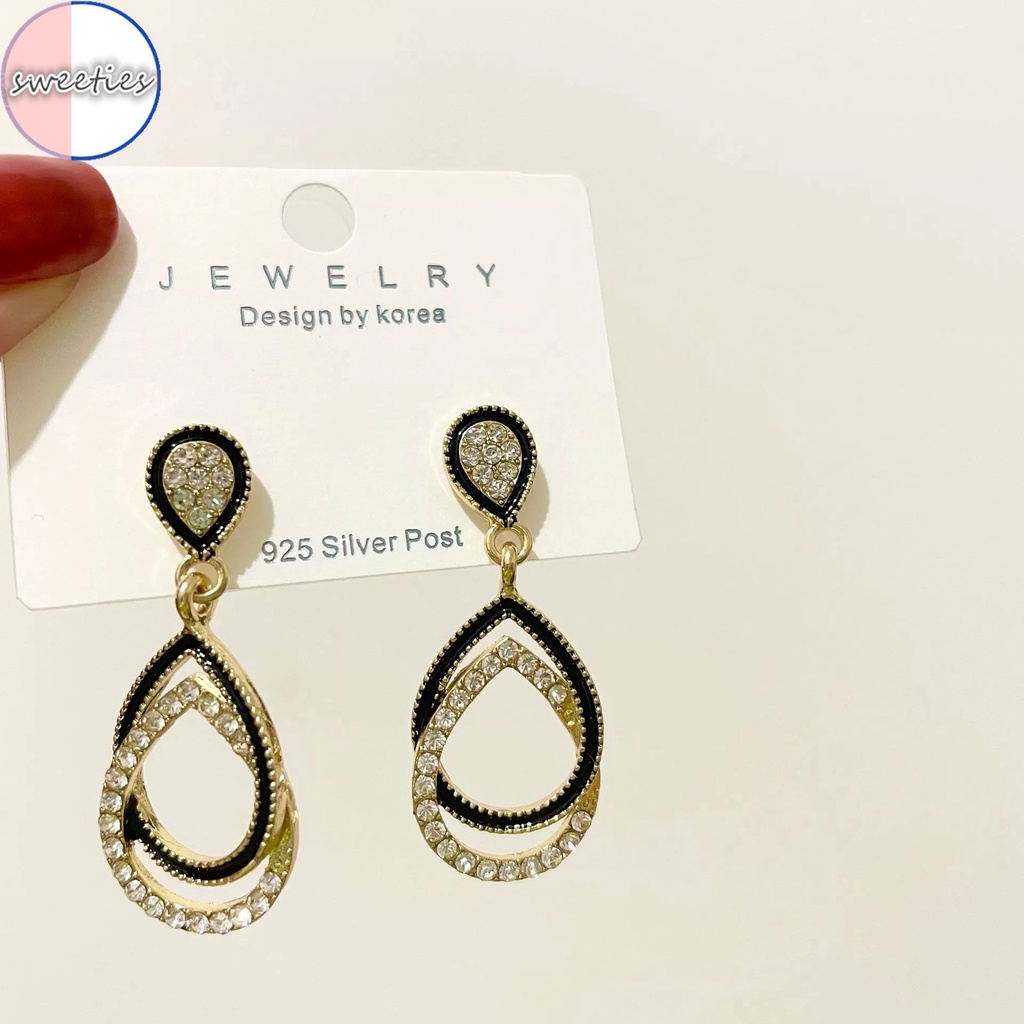 Anting Tusuk Gantung Bahan Sterling silver 925 Desain Geometri Gaya retro / Elegan Untuk Wanita