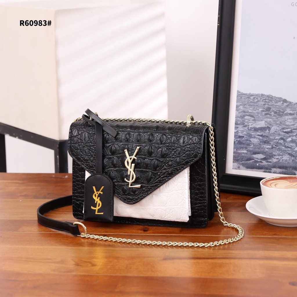 YS Envelope Crocodile Gold Hardware Bag R60983 Tas Wanita