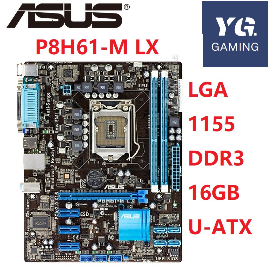 Asus P8H61-M LX Motherboard DDR3 LGA 1155 USB2.0 16GB