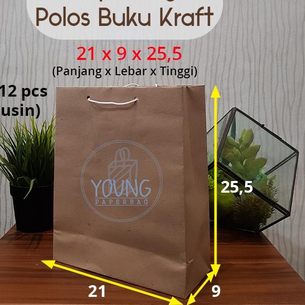 

10.10 SALE Paper Bag / Tas Kertas Buku Polos Uk.21x9x25,5 (1 lusin (12pcs))