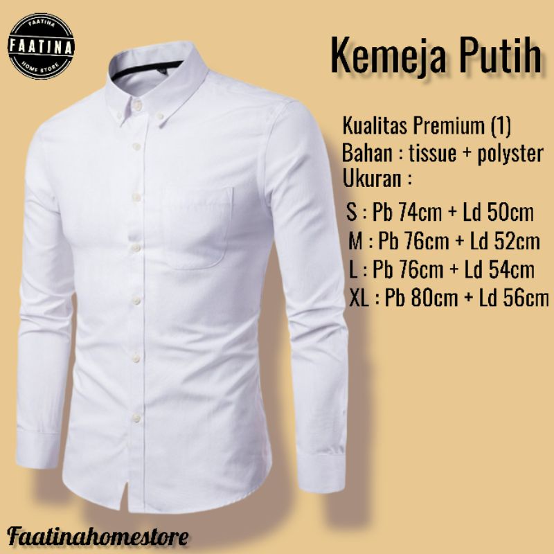 KEMEJA PUTIH PANJANG | KEMEJA KERJA SLIMFIT | KEMEJA PUTIH POLOS | KEMEJA FORMAL PRIA