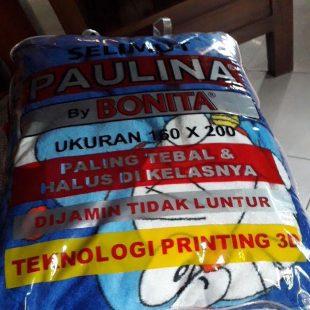 Selimut Paulina By Bonita Ukuran 160x200 Motif Flying Doraemon