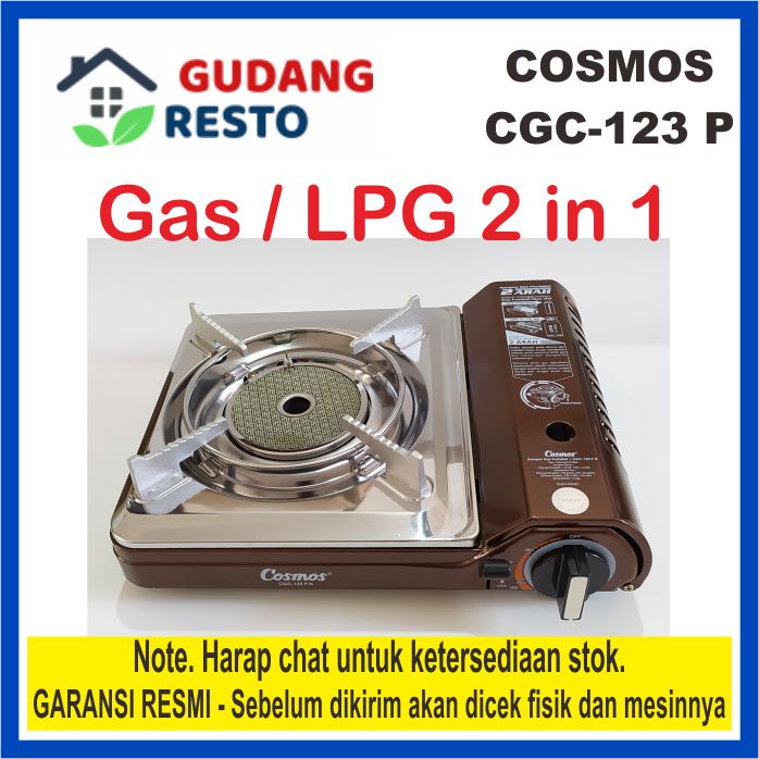 COSMOS KOMPOR PORTABEL CGS CGC 123P 2IN1 / TRAVEL 123 P / CAMPING / MINI STAINLESS STEEL 1 TUNGKU BISA GAS TABUNG ATAU LPG 3kg 12kg CGC 123 P / CGC-123-P CGC123P CGC123