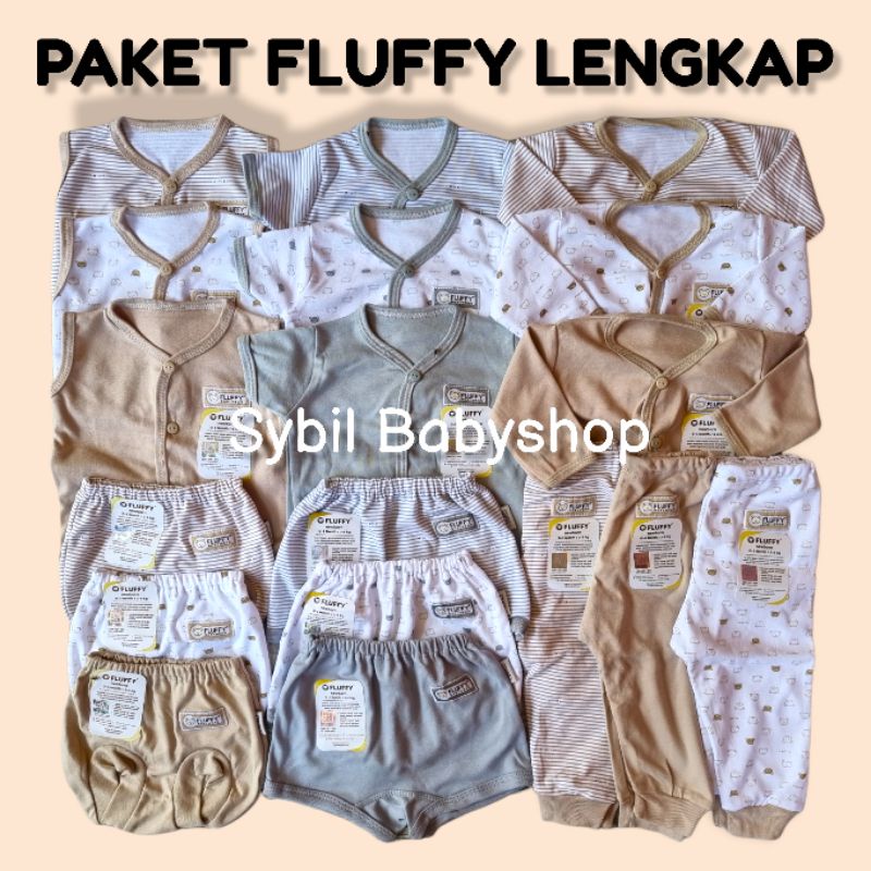FLUFFY Paket Original Lengkap Baju Bayi (0-6 Bln) Perlengkapan Baru Lahir &amp; Kado Bayi SNI