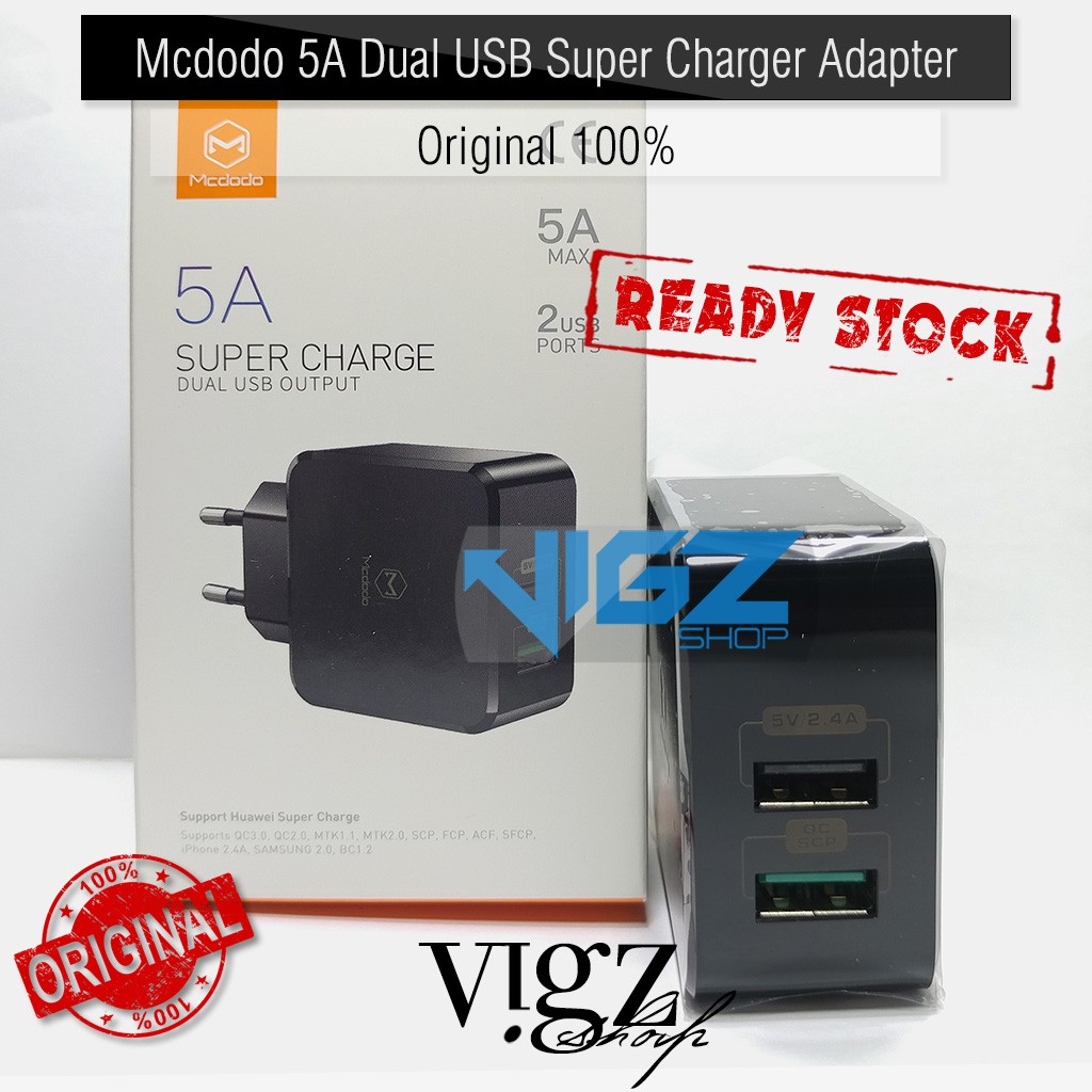 Mcdodo Adapter 5A Dual USB Supercharge Huawei Original 100%