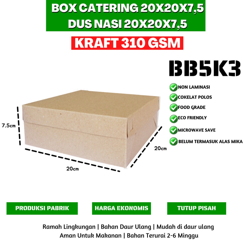 Dus Catering Dus Nasi 20x20 Box 20x20 (BB5K3-Non Laminasi)