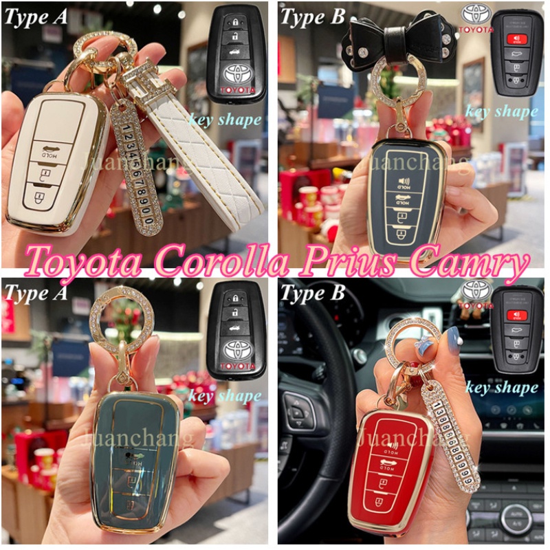 Casing Kunci Remote Mobil Bahan Tpu Untuk Toyota Highlander XLE Corolla Prius Camry CHR LE Cross Camry TRD 2019 Rav4 Avalon Altis Land Crui