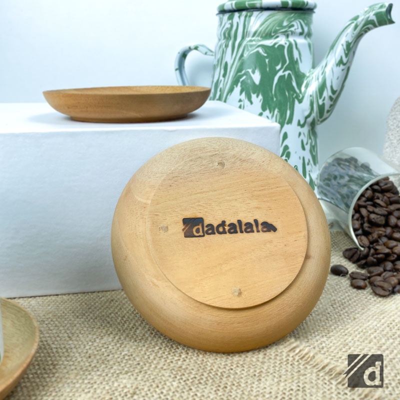 DADALALA Lepek Gelas Kayu / Alas Cangkir Aesthetic Bahan Kayu Mahoni Diameter 11 Cm