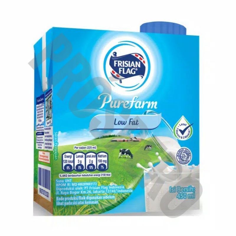 Susu UHT Cair Vanilla Frisian Flag Low Fat 450ml | Susu Bendera Frisian Flag Low Fat Vanilla 450 ml