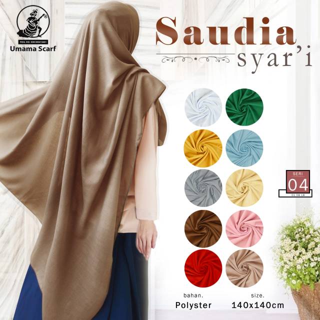 Kerudung Segi Empat Syar'i Polos SAUDIA UMAMA