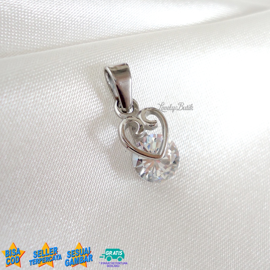 Lovelybutik -  Liontin Titanium Anti Karat Tiny Love Liontin Tanpa Kalung Titanium Model Terbaru