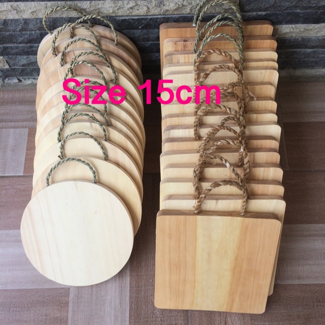 Souvenir 15cm Talenan Tali 15cm Bulat / Kotak Talenan Gantung Talenan Kayu Pinus