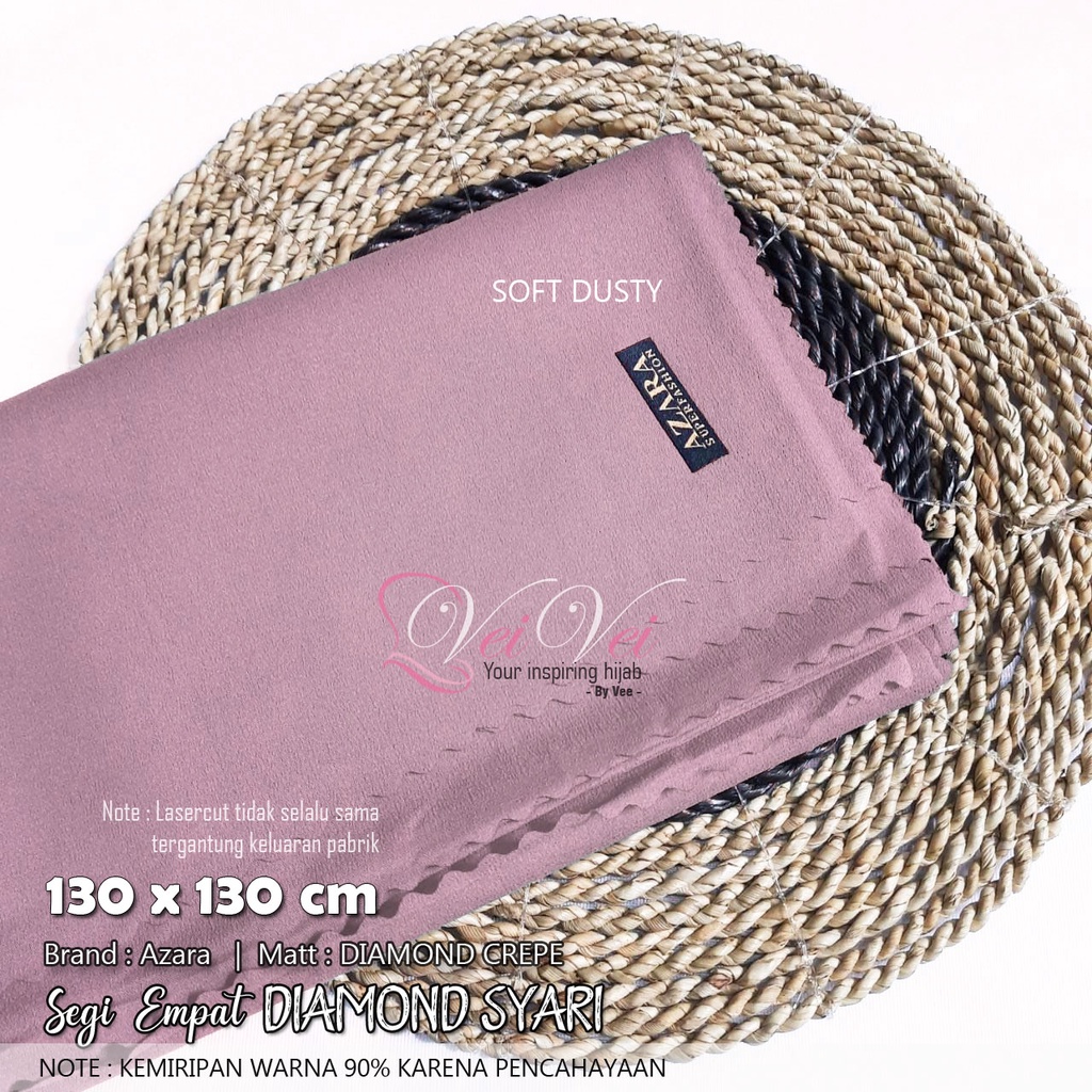 [ 130 x 130 cm] DIAMOND CREPE LASER - JILBAB SEGI EMPAT SYARI JUMBO AZARA-SOFT DUSTY