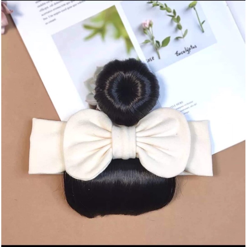 Headband Poni Wig 2in1 Plus Fun Bun Cepol / Hat Cap Aksesories Fashion Cute Baby