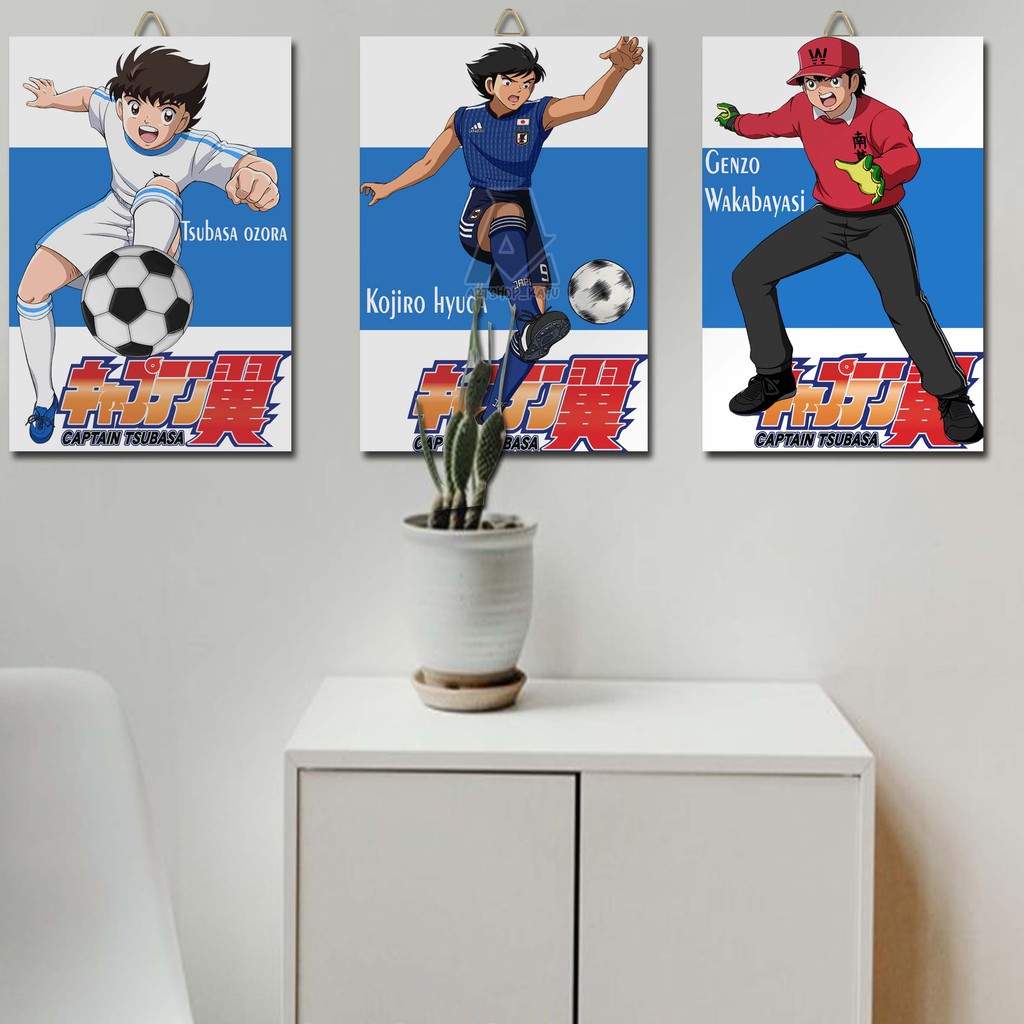 HIASAN DINDING CAPTAIN TSUBASA POSTER KAYU Hiasan Kamar Poster Kayu 20x30cm Pajangan Rumah/ dekorasi