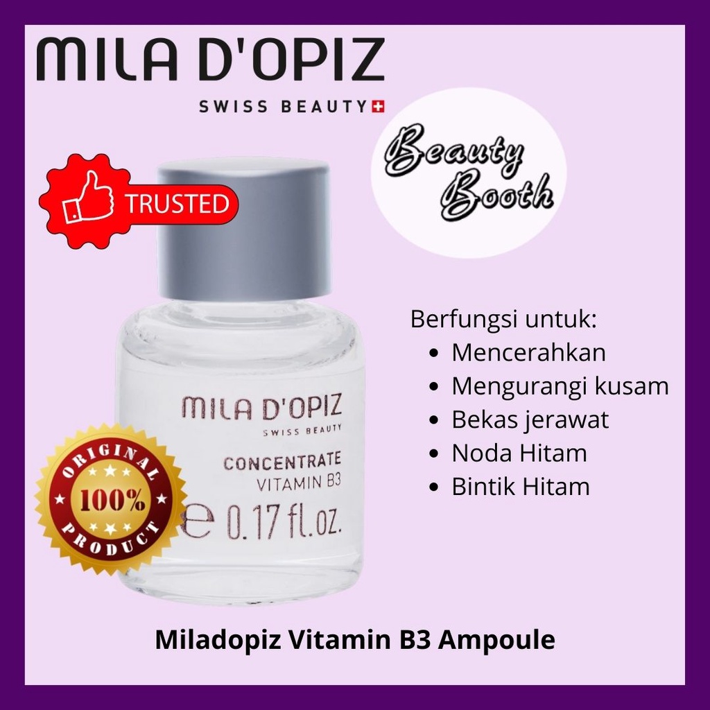 Miladopiz Vitamin B3 Ampoule 5ml / Mila Dopiz Concentrate | Dark Spot | Bintik Hitam | Noda Hitam | Flek