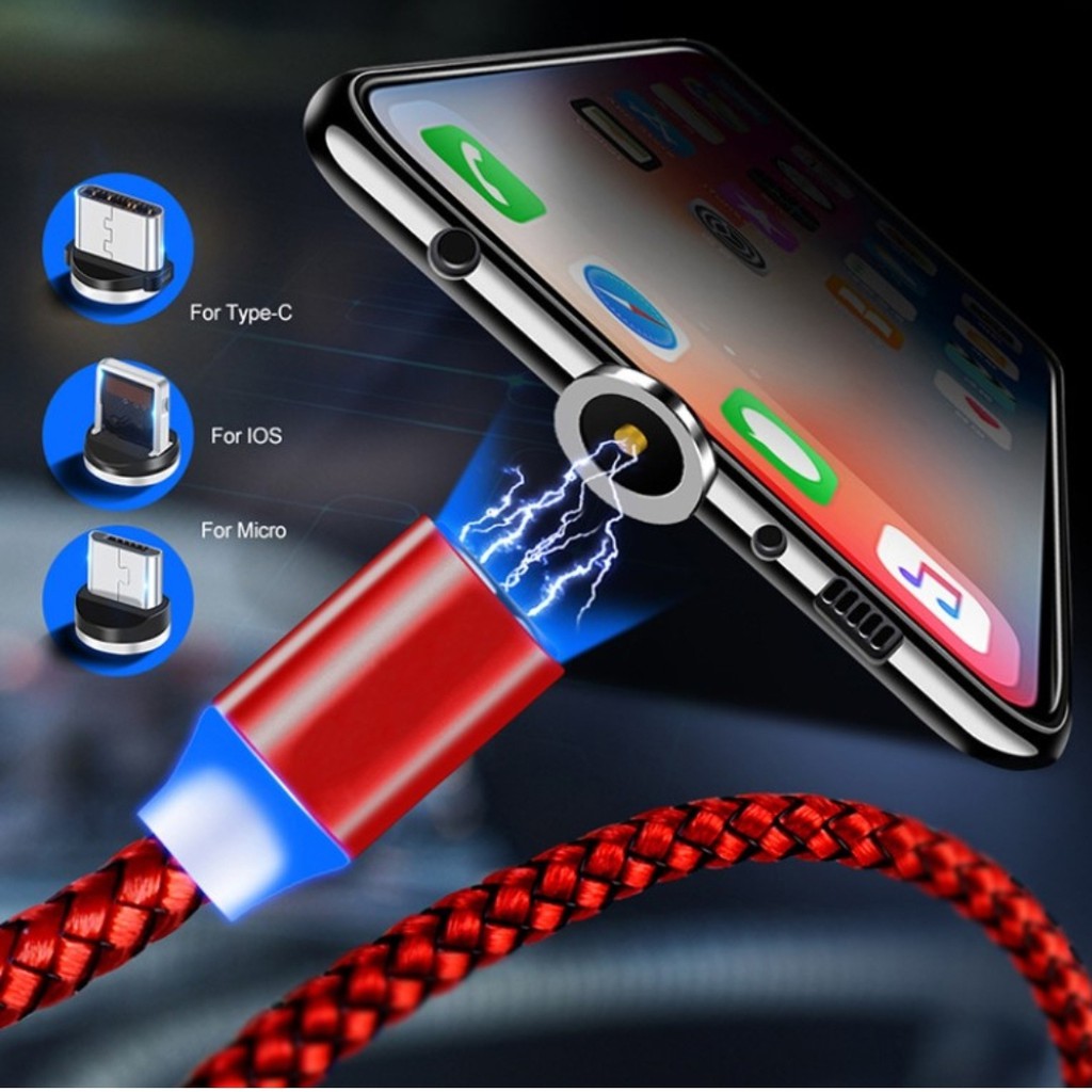 KABEL CHARGER MAGNETIK-2A Fast Charging-3 in 1-Iphone/Micro/TypeC-X Cable