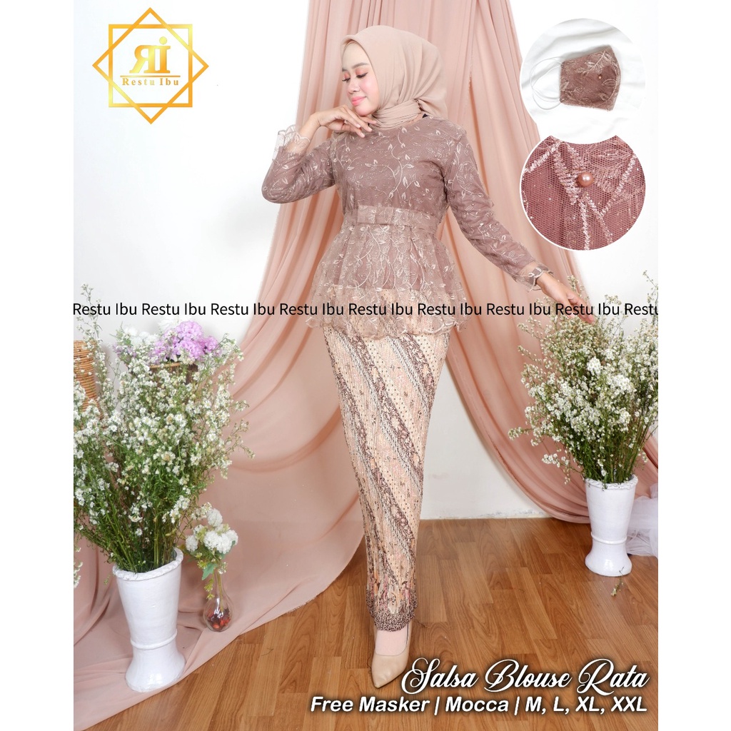set kebaya SALSA BLOUSE RATA/setelan kebaya tulle salsa/kebaya mezaluna/kebaya wisuda/kebayatermurah
