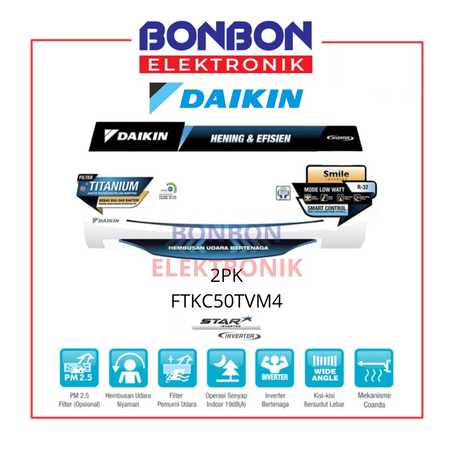 Daikin AC 2PK FTKC50TVM4 / 2 PK FTKC 50 TVM4 Star Inverter 50TVM4