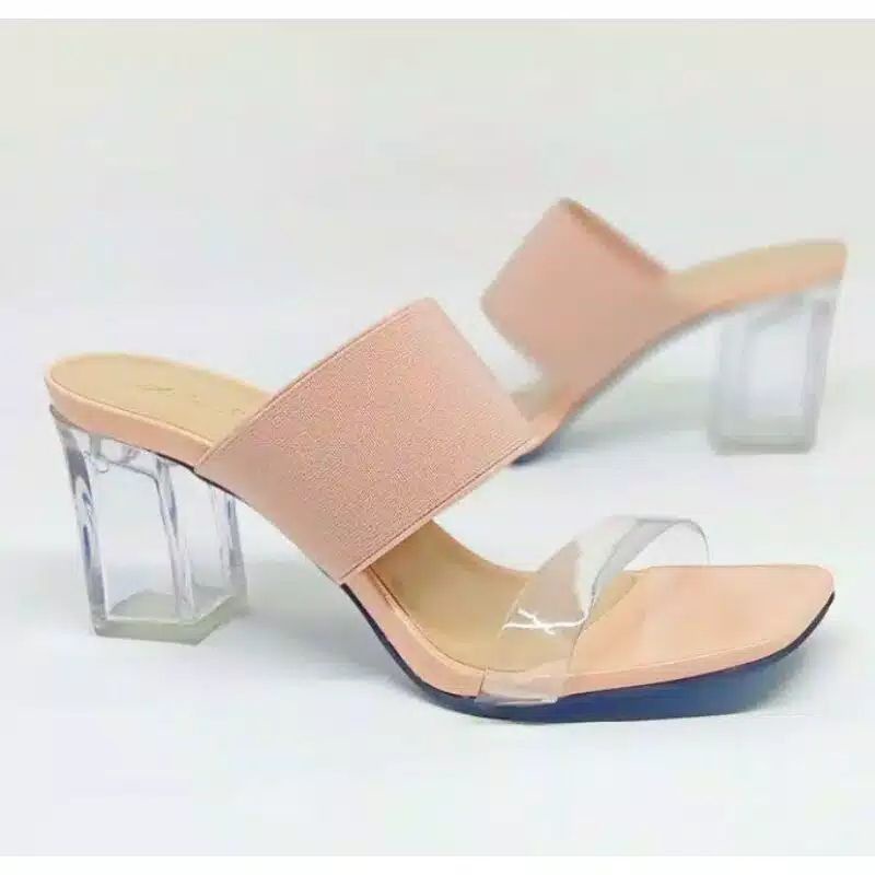 High heels wanita Hak kaca 5cm karet jelly