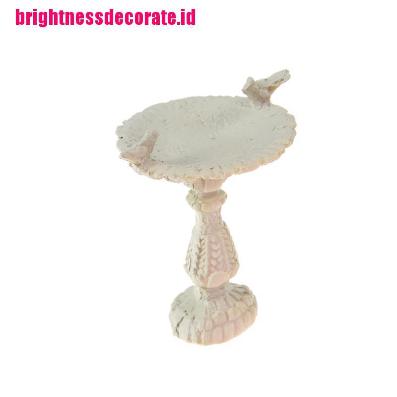 Brightid Miniatur Air Mancur Mandi Burung Bahan Resin Dekorasi Rumah Boneka 1: 12