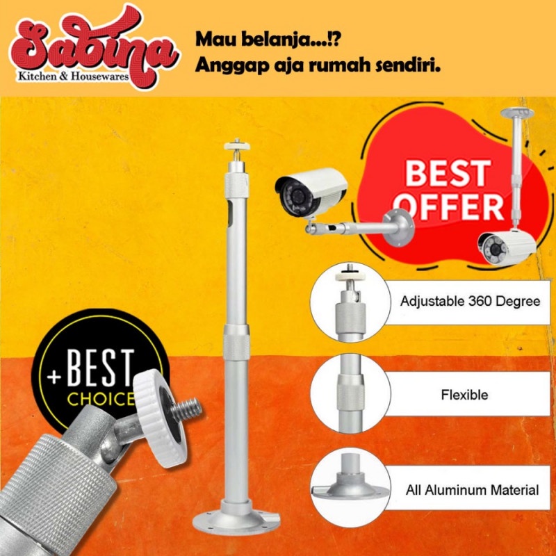 Stand Bracket Dinding Proyektor CCTV Telescopic Adjustabel Mount Ball