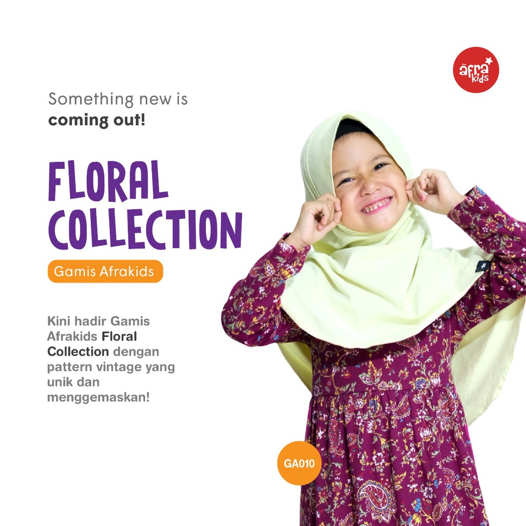 Gamis Anak Afrakids AFRA - GA010 Floral Maroon - Baju Muslim Anak Perempuan