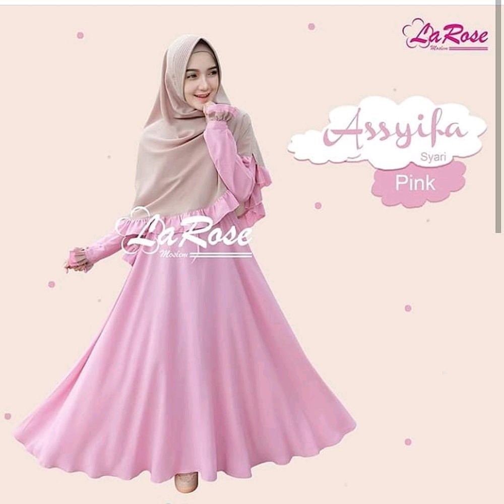 Baju Muslim Wanita - Baju Gamis Kerudung Terbaru - Gamis Larose Syari